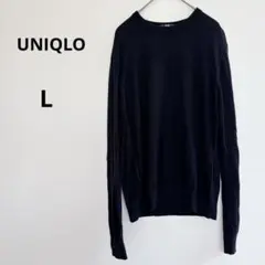 ユニクロ　メリノクルーネックセーター　ブラック　　シンプル　ウール100%