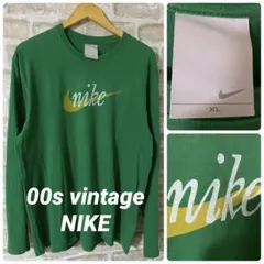 ビンテージ　00s NIKE メンズXL 長袖Tシャツ　筆記体ロゴ　ビッグロゴ