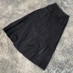 ジャンニロジュディチェ ウール・シルク混 切替ロングフレアスカート 黒 S