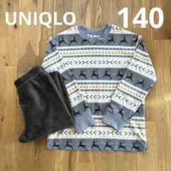 UNIQLO　140　フリースパジャマ上下セット　ルームウェア　トナカイ柄