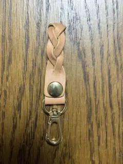 レザー 編み込み キーホルダー ゴールド金具