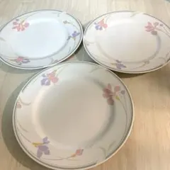 【美品】LOVELY JAPAN 花柄 平皿 3枚セット パステルカラー 丸皿のサムネイル
