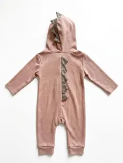 恐竜ロンパース くすみピンク80サイズ