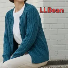 【美品】L.L.Bean ケーブルニット カーディガン XS アイボリー系 定番