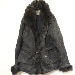 EMPORIO ARMANI レザー ダッフルコート ファー フード - メルカリ