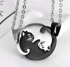 激安 猫 ステンレス ネックレス 2カラー ペアセット ネコ プレゼントにも