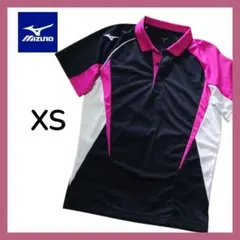 〖美品〗ミズノ ポロシャツ XS 黒/ピンク/白 通気性抜群 練習着
