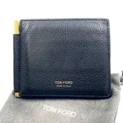【美品】トムフォード Tライン ソフトグレインカーフレザー マネークリップ 黒のサムネイル
