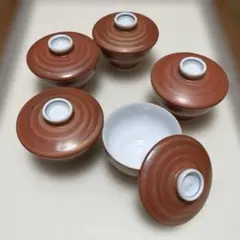 朱色の蓋付き小碗　5個