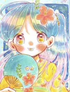 【過去作】オリジナル 手描きイラスト ブルーハワイシロップ 【A7サイズ】