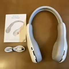 LIPONTAN ポータブルネックファン ネッククーラー　ホワイト　7色LED