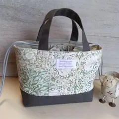 巾着バッグ　トートバッグ　お弁当バッグ　ウィリアムモリス　ハンドメイドのサムネイル