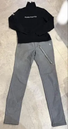 パーリーゲイツ アウターコットンニット、パンツ２点セット