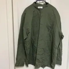 UNIQLO バンドカラーシャツ オリーブ XXL 麻　綿のサムネイル