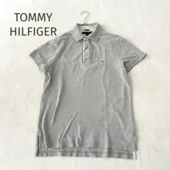 ★TOMMY HILFIGER★ロゴ刺繍 ポロシャツ 半袖 グレー サイズM