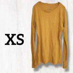 訳あり特価✦マスタードカラー 長袖Tシャツ 【XS】インポート古着 1点物