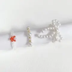 Luminiqua リボン ビーズリング 3点セット