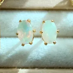 ✧天然石エチオピアオパール5.0×4.0mm✧　ピアス　サージカルステンレス