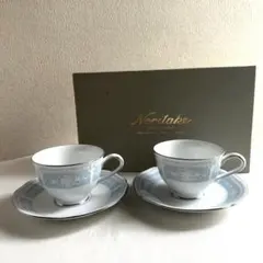 Noritake レースウッドシルバーカップ・ソーサー 2客セット