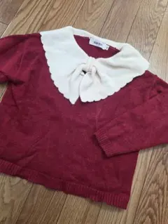 (90cm)SLAP SLIP 赤 ニットセーター リボン付きセーター