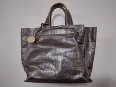FURLA ハンドバッグ ダークブラウン クロコダイル風 グアム購入