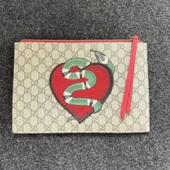 GUCCI GGスプリーム スネーク ハート ミニボストンバッグ レッド