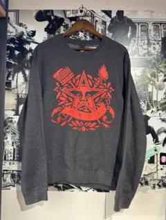OBEY グレー クルーネック トレーナー
