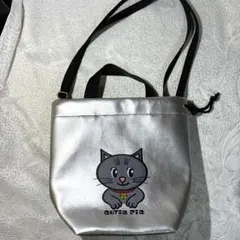 CURLY 猫柄　シルバー　2wayバッグ 未使用
