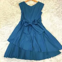 美品　JILLSTUARTダークティール ウエストリボン パーティードレスＳ