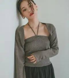 【VANNIE U】 ラメスパンコールアンサンブルニット