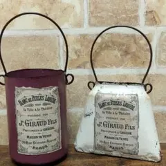 リメ缶ボトル&バック　2個セット　英字ラベル　デコパージュ　ピンク&ホワイト