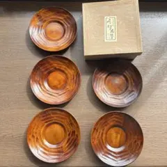 e49【春慶塗り】【茶托】【お皿】【5枚セット】