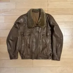 古着　ブラウン　レザージャケット　羊革　 Mサイズ