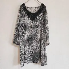 【F-Bard】（F）花柄刺繍入りチュニックブラウス/プルオーバー/ゆったり