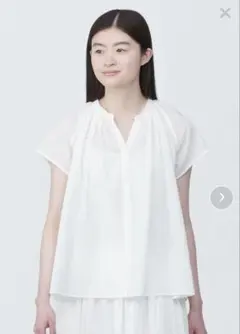 無印良品 フレンチスリーブブラウス M 白