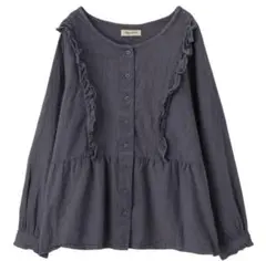 サマンサモスモス SM2 ブラウス 長袖 フリル レース ネイビー