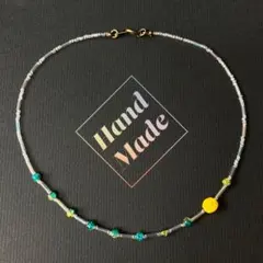 【ハンドメイド】ヴィンテージフラワー付クリアチョーカー ブルー