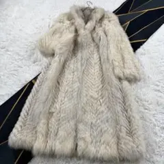 総丈118㎝ ブルーフォックス ファーコート 本毛皮 ロング XXL AA254