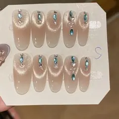 ラメ入りベージュ ネイルチップ Sサイズ 10個セット