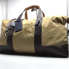 コーチ ボストンバッグ 2way 大容量 ナイロン×レザー 南京錠 チャーム