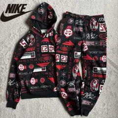 新品 完売モデル NIKE ジョーダン セットアップ 総柄 ブラック パーカー