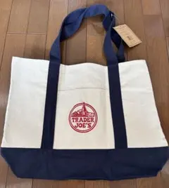 トレーダー・ジョーズ　キャンバストートバッグ　ラージサイズ　ネイビー