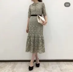 オリーブグリーン レース パーティードレスのサムネイル