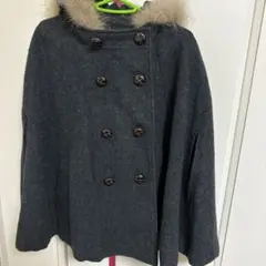 ✨冬物大処分お値下げ✨shuca グローバルワーク　グレー ファー付　ポンチョ