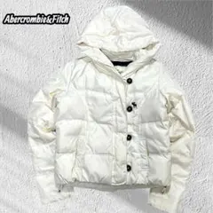 アバクロ ダウンジャケット ホワイト ムース刺繍 フード付き Sサイズ　翌日発送