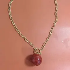 未使用】イソバナ珊瑚 珠ネックレス&珠イヤリング 2点セット ケース 