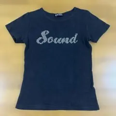 ビジュー装飾 Tシャツ M Y2K ラインストーン ピタT 平成 ギャル