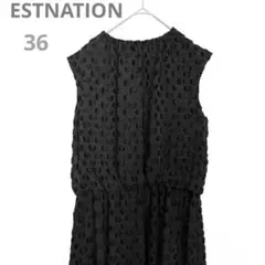 ESTNATION エストネーション　ノースリーブワンピース　ドット　黒のサムネイル