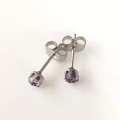 アメジストのひと粒ピアス　スタッドピアス