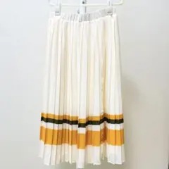 バナナリパブリック プリーツスカート XS ホワイト イエロー ブラウン 黄